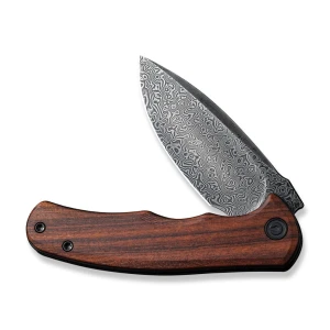 Cuțit pliabil, civivi, mini praxis c18026c-ds1, lamă damasc 2.98 inch, mâner lemn guibourtia, liner lock Thumbnail 2