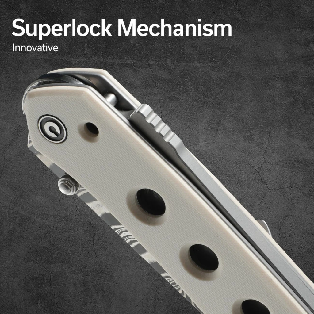 Cuțit pliabil, civivi, vision fg c22036-ds1, lamă damascus 3.54 inch, mâner g10, superlock 10