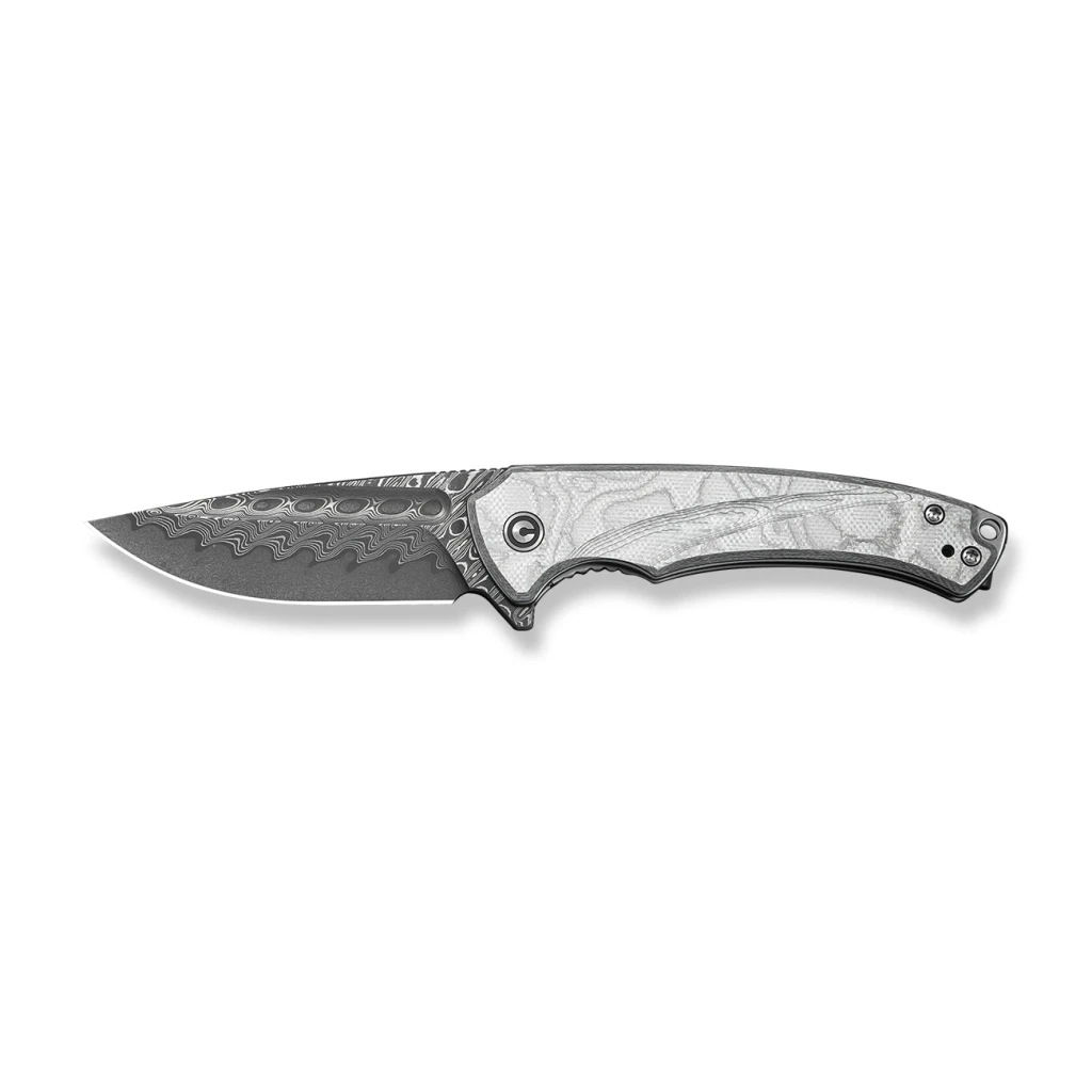 Cuțit pliabil, civivi, voidflare c24040-ds1, lamă damasc 2.92 inch, mâner g10 folie aluminiu, liner lock 15