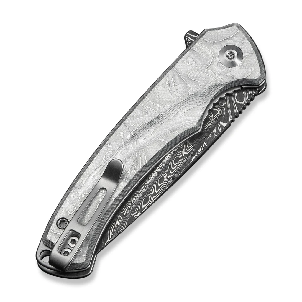 Cuțit pliabil, civivi, voidflare c24040-ds1, lamă damasc 2.92 inch, mâner g10 folie aluminiu, liner lock 4