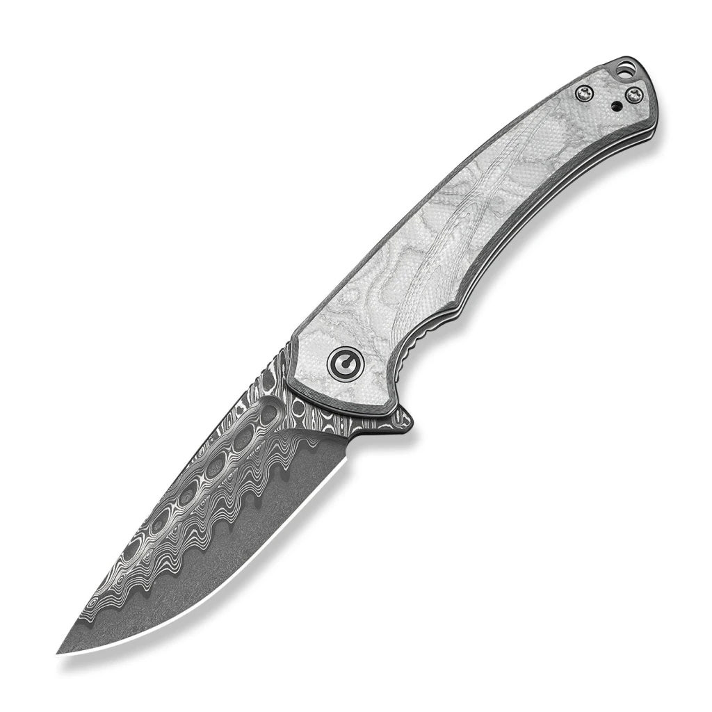 Cuțit pliabil, civivi, voidflare c24040-ds1, lamă damasc 2.92 inch, mâner g10 folie aluminiu, liner lock 14