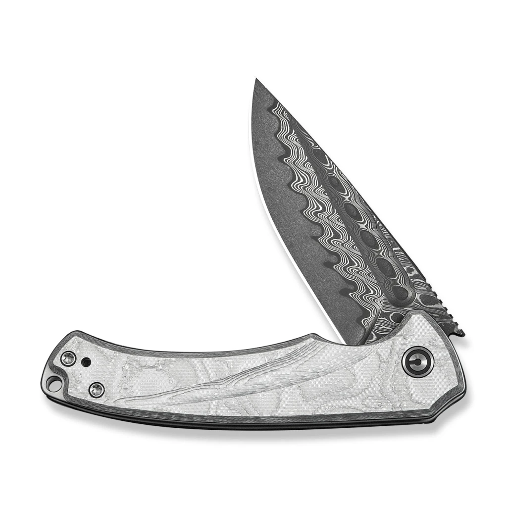 Cuțit pliabil, civivi, voidflare c24040-ds1, lamă damasc 2.92 inch, mâner g10 folie aluminiu, liner lock 2