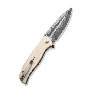Cuțit pliabil, civivi, incindie c23053-ds1, lamă damascus 3.48 inch, mâner g10, blocare tip button lock Thumbnail 13