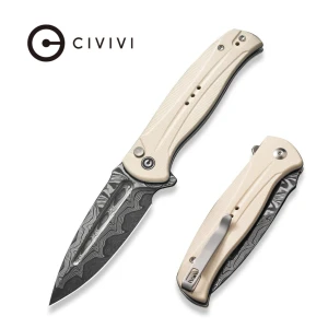 Складной нож, civivi, incindie c23053-ds1, дамасская сталь 3.48 дюйма, рукоять g10, замок button lock