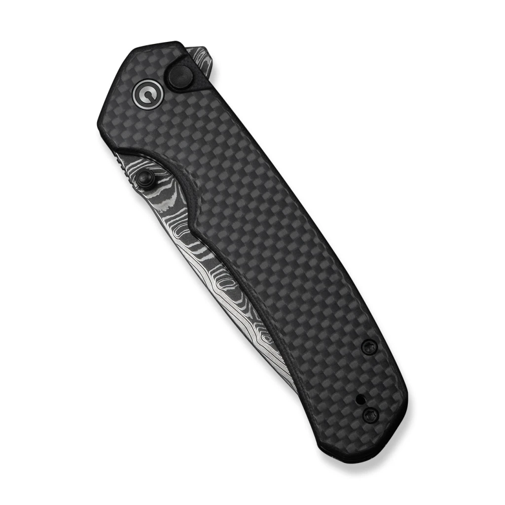 Cuțit pliabil, civivi, button lock brazen c19059c-ds1, damasc, blocare cu buton, mâner carbon fiber pe g10, deschidere flipper și thumb stud 4