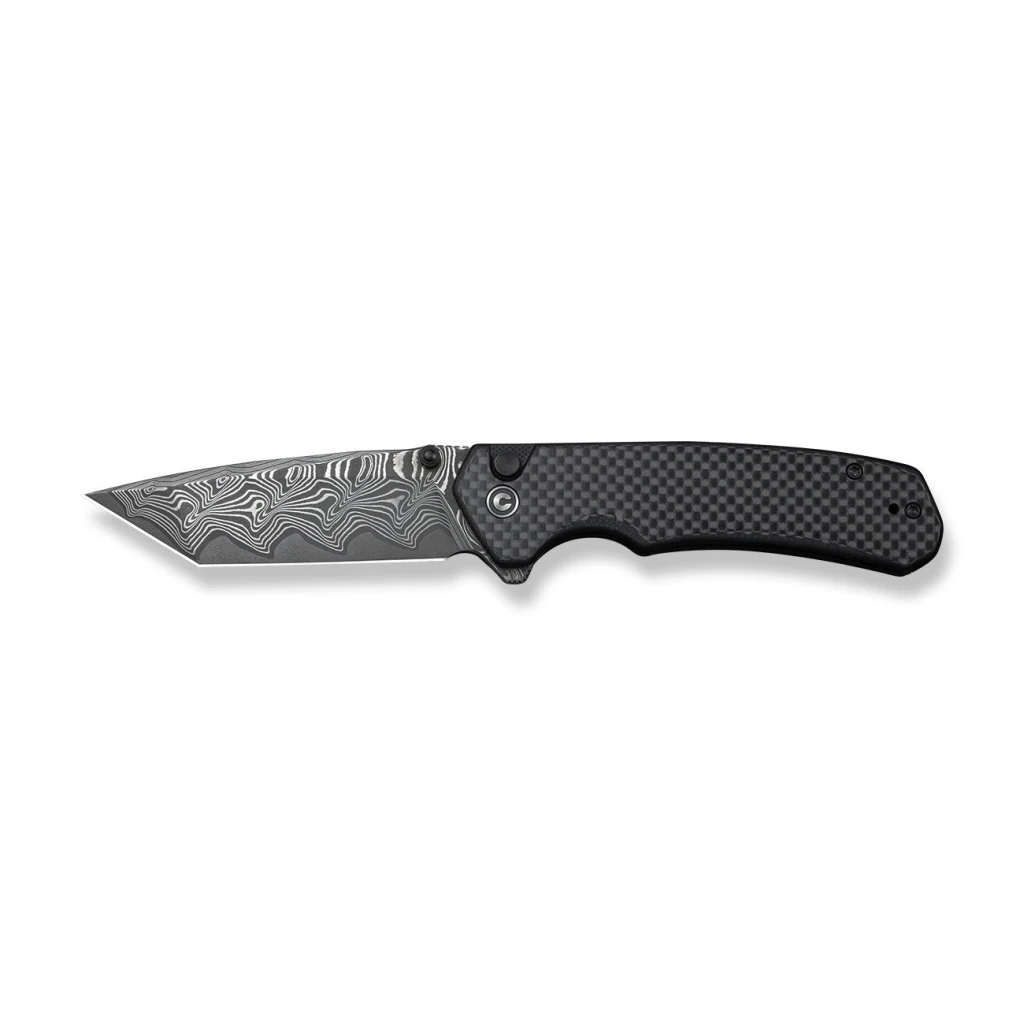 Cuțit pliabil, civivi, button lock brazen c19059c-ds1, damasc, blocare cu buton, mâner carbon fiber pe g10, deschidere flipper și thumb stud 2