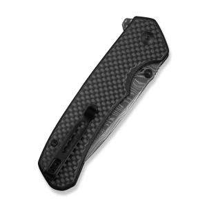 Cuțit pliabil, civivi, button lock brazen c19059c-ds1, damasc, blocare cu buton, mâner carbon fiber pe g10, deschidere flipper și thumb stud Thumbnail 5