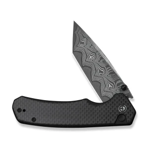 Cuțit pliabil, civivi, button lock brazen c19059c-ds1, damasc, blocare cu buton, mâner carbon fiber pe g10, deschidere flipper și thumb stud Thumbnail 3