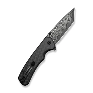 Cuțit pliabil, civivi, button lock brazen c19059c-ds1, damasc, blocare cu buton, mâner carbon fiber pe g10, deschidere flipper și thumb stud Thumbnail 15