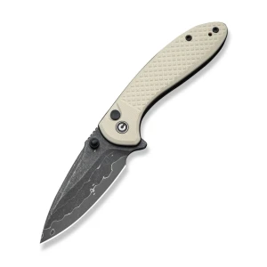 Cuțit pliabil, civivi, faeger c24031-ds1, lamă damascus 2.98 inch, mâner g10 ivoire, blocare cu buton Thumbnail 16