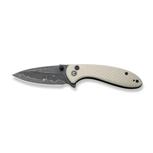 Cuțit pliabil, civivi, faeger c24031-ds1, lamă damascus 2.98 inch, mâner g10 ivoire, blocare cu buton Thumbnail 2
