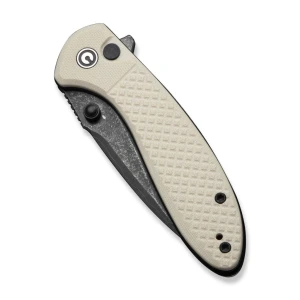 Cuțit pliabil, civivi, faeger c24031-ds1, lamă damascus 2.98 inch, mâner g10 ivoire, blocare cu buton Thumbnail 4