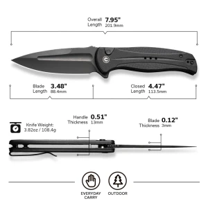 Cuțit pliabil, civivi, incindie c23053-1, lamă 14c28n 3.48 inch, mâner g10, blocare cu buton Thumbnail 12