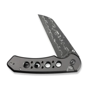 Cuțit pliabil, civivi, pragma prime c24067-ds1, lamă damascus 3.49 inch, mâner aluminiu, button lock Thumbnail 2