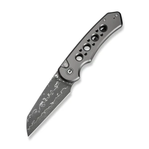 Cuțit pliabil, civivi, pragma prime c24067-ds1, lamă damascus 3.49 inch, mâner aluminiu, button lock Thumbnail 16