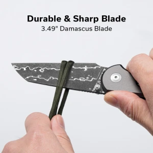 Cuțit pliabil, civivi, pragma prime c24067-ds1, lamă damascus 3.49 inch, mâner aluminiu, button lock Thumbnail 10