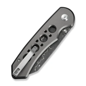 Cuțit pliabil, civivi, pragma prime c24067-ds1, lamă damascus 3.49 inch, mâner aluminiu, button lock Thumbnail 5
