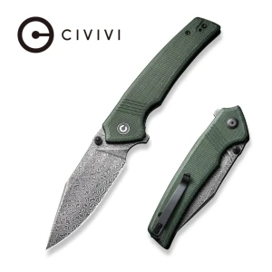 Складной нож, civivi, tranquil c23027-ds1, дамасская сталь 3.7 дюйма, рукоять canvas micarta, лайнер-лок