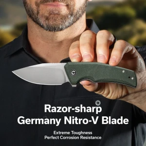 Cuțit pliabil, civivi, regulatron c23006-2, lamă nitro-v 2.98 inch, mâner micarta, liner lock Thumbnail 7
