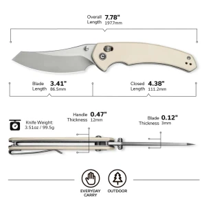 Cuțit pliabil, civivi, sixgill c24050-2, lamă nitro-v 3.41 inch, mâner g10, crossbar lock Thumbnail 13