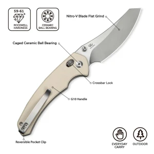Cuțit pliabil, civivi, sixgill c24050-2, lamă nitro-v 3.41 inch, mâner g10, crossbar lock Thumbnail 12