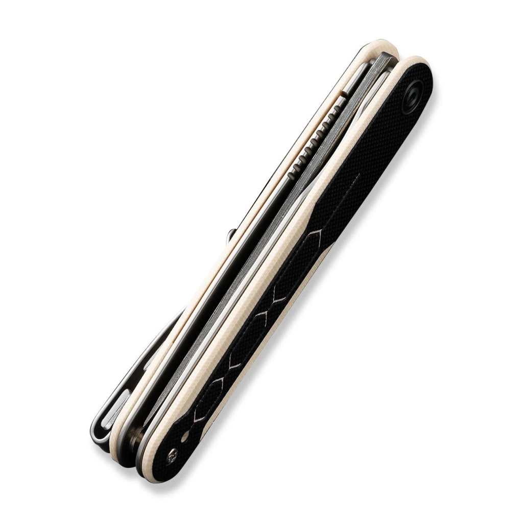 Cuțit pliabil, civivi, kwaiq c23015-ds1, lamă damascus 2.97 inch, mâner g10, liner lock 5