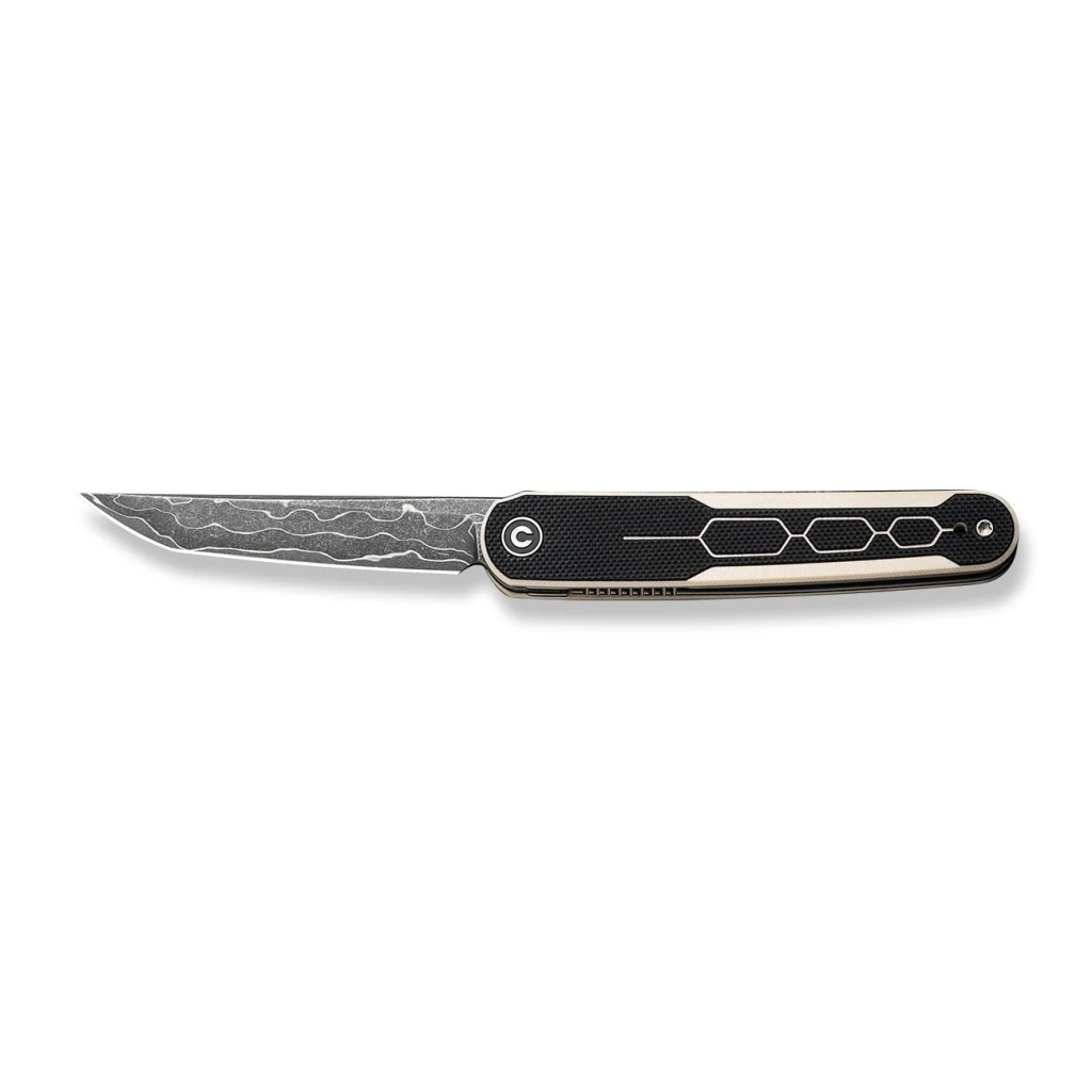Cuțit pliabil, civivi, kwaiq c23015-ds1, lamă damascus 2.97 inch, mâner g10, liner lock 14