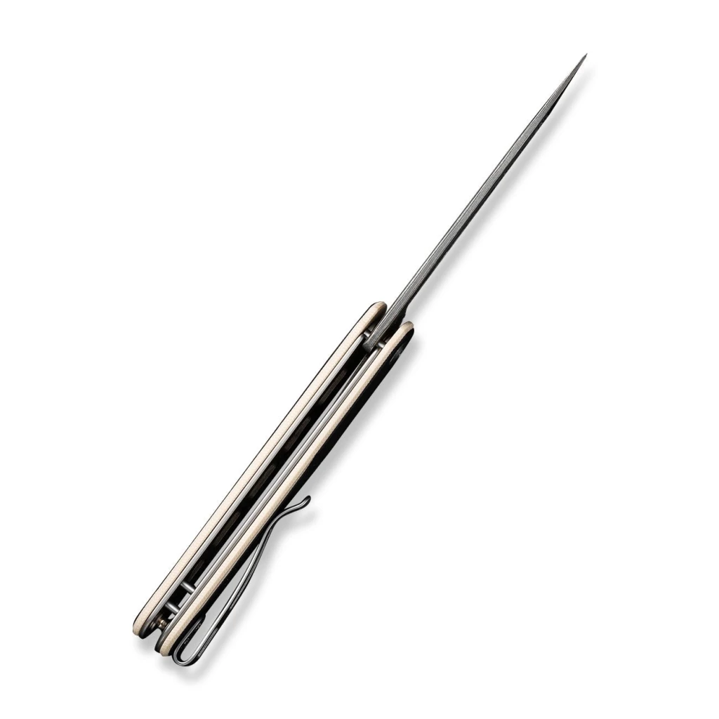 Cuțit pliabil, civivi, kwaiq c23015-ds1, lamă damascus 2.97 inch, mâner g10, liner lock 6
