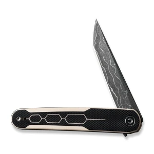 Cuțit pliabil, civivi, kwaiq c23015-ds1, lamă damascus 2.97 inch, mâner g10, liner lock Thumbnail 2