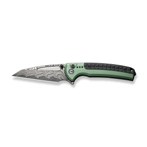 Cuțit pliabil, civivi, sentinel strike c22025b-ds1, lamă damascus 3.7 inch, mâner aluminiu verde, blocare tip button lock Thumbnail 13