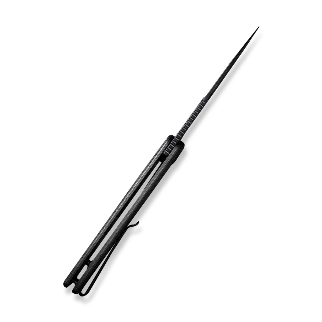 Cuțit pliabil, civivi, caetus c21025c-ds1, lamă damasc 3.48 inch, mâner carbon fiber, liner lock 6