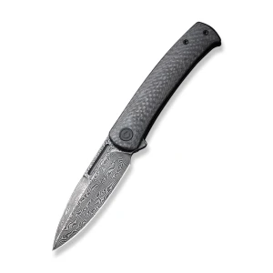 Cuțit pliabil, civivi, caetus c21025c-ds1, lamă damasc 3.48 inch, mâner carbon fiber, liner lock Thumbnail 14