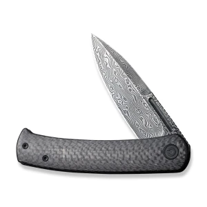 Cuțit pliabil, civivi, caetus c21025c-ds1, lamă damasc 3.48 inch, mâner carbon fiber, liner lock Thumbnail 2