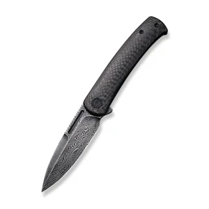 Складной нож, civivi, cetos c21025b-ds1, дамасская сталь 3.48 дюйма, рукоять карбон и нержавеющая сталь, фрейм-лок Thumbnail 3