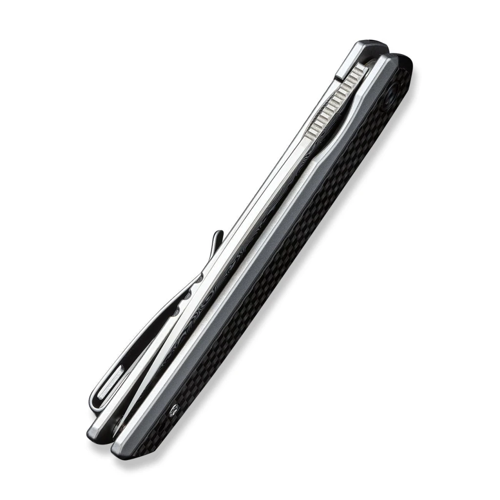 Cuțit pliabil, civivi, savant c20063b-ds1, lamă damasc 3.47 inch, mâner inox g10 fibră de carbon, blocare frame lock 8