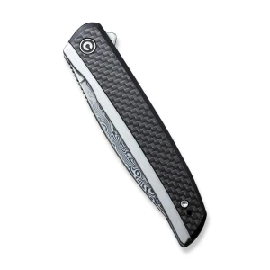 Cuțit pliabil, civivi, savant c20063b-ds1, lamă damasc 3.47 inch, mâner inox g10 fibră de carbon, blocare frame lock Thumbnail 6