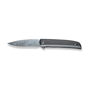 Cuțit pliabil, civivi, savant c20063b-ds1, lamă damasc 3.47 inch, mâner inox g10 fibră de carbon, blocare frame lock Thumbnail 4
