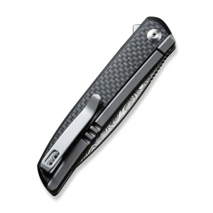 Cuțit pliabil, civivi, savant c20063b-ds1, lamă damasc 3.47 inch, mâner inox g10 fibră de carbon, blocare frame lock Thumbnail 7