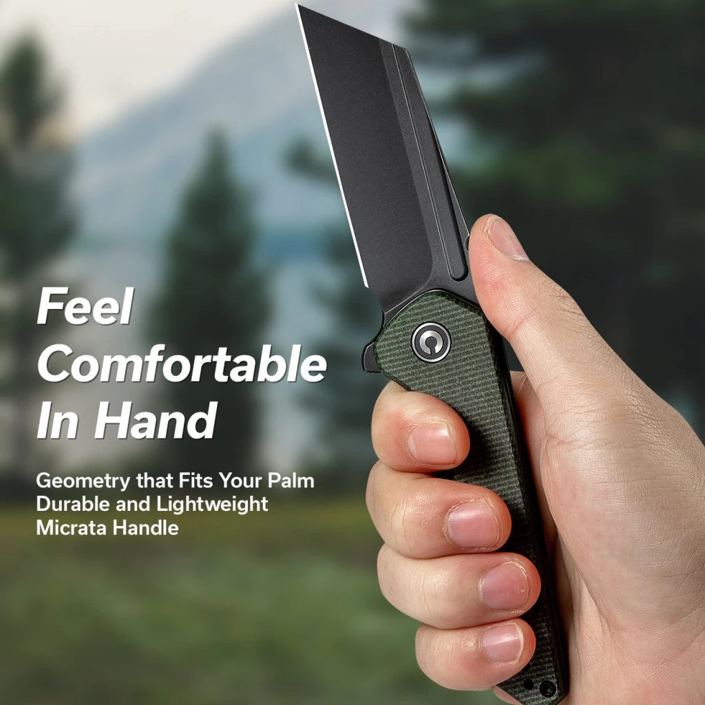 Cuțit pliabil, civivi, exone c23036-3, lamă nitro-v 2.94 inch, mâner micarta, liner lock 10