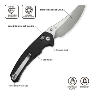 Cuțit pliabil, civivi, sixgill c24050-1, lamă nitro-v 3.41 inch, mâner g10, crossbar lock Thumbnail 13