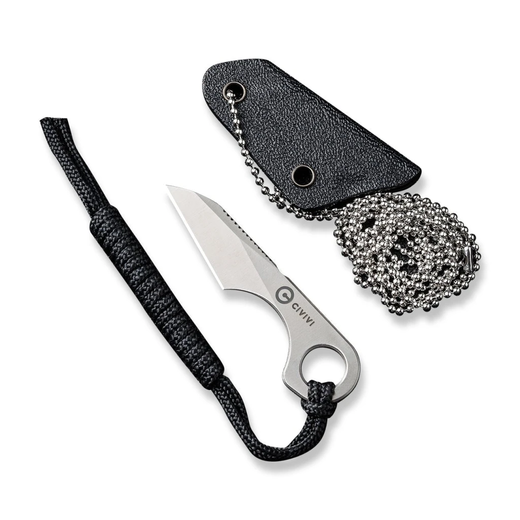 Cuțit cu lamă fixă, civivi, gramis c23004-2, oțel 14c28n, profil sheepsfoot, greutate 4.7g 12