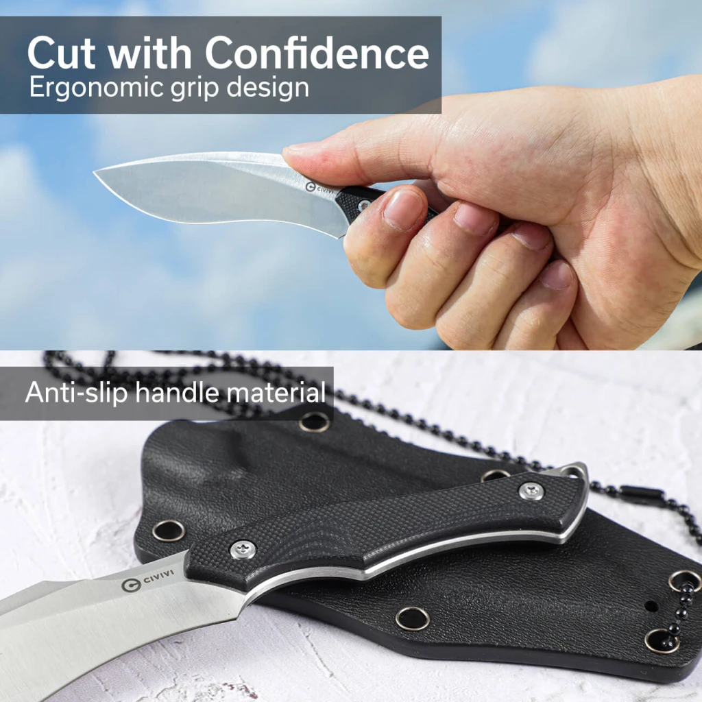 Cuțit cu lamă fixă, civivi, vaquita ii c047c-1, nitro-v, g10, kukri, 3.2 inch 8