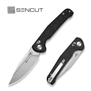 Складной нож, sencut, glenspar s25046-2, клинок 9cr18mov 87.7мм, рукоять чёрный shredded g10, замок crossbar lock