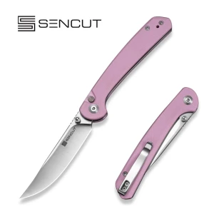Складной нож, sencut, skelfin s25007-3, клинок 9cr18mov 3.3 дюйма, рукоять g10 розовая, button lock