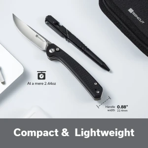 Складной нож, sencut, skelfin s25007-2, сталь 9cr18mov 3.3 дюйма, рукоять g10 черная, button lock Thumbnail 11