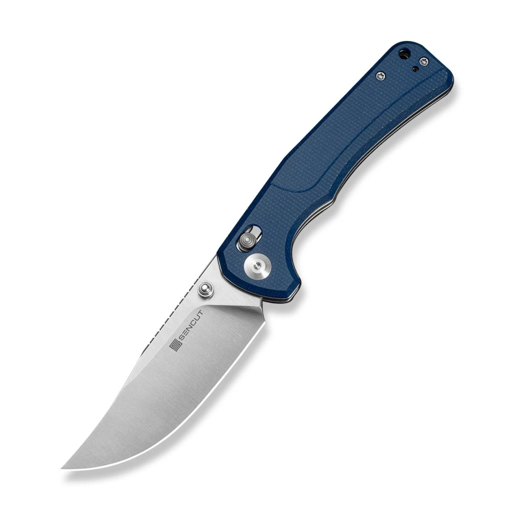Cuțit pliabil, sencut, slybolt s25001a-2, lamă 9cr18mov 91.2mm, mâner canvas micarta albastru, crossbar lock 2