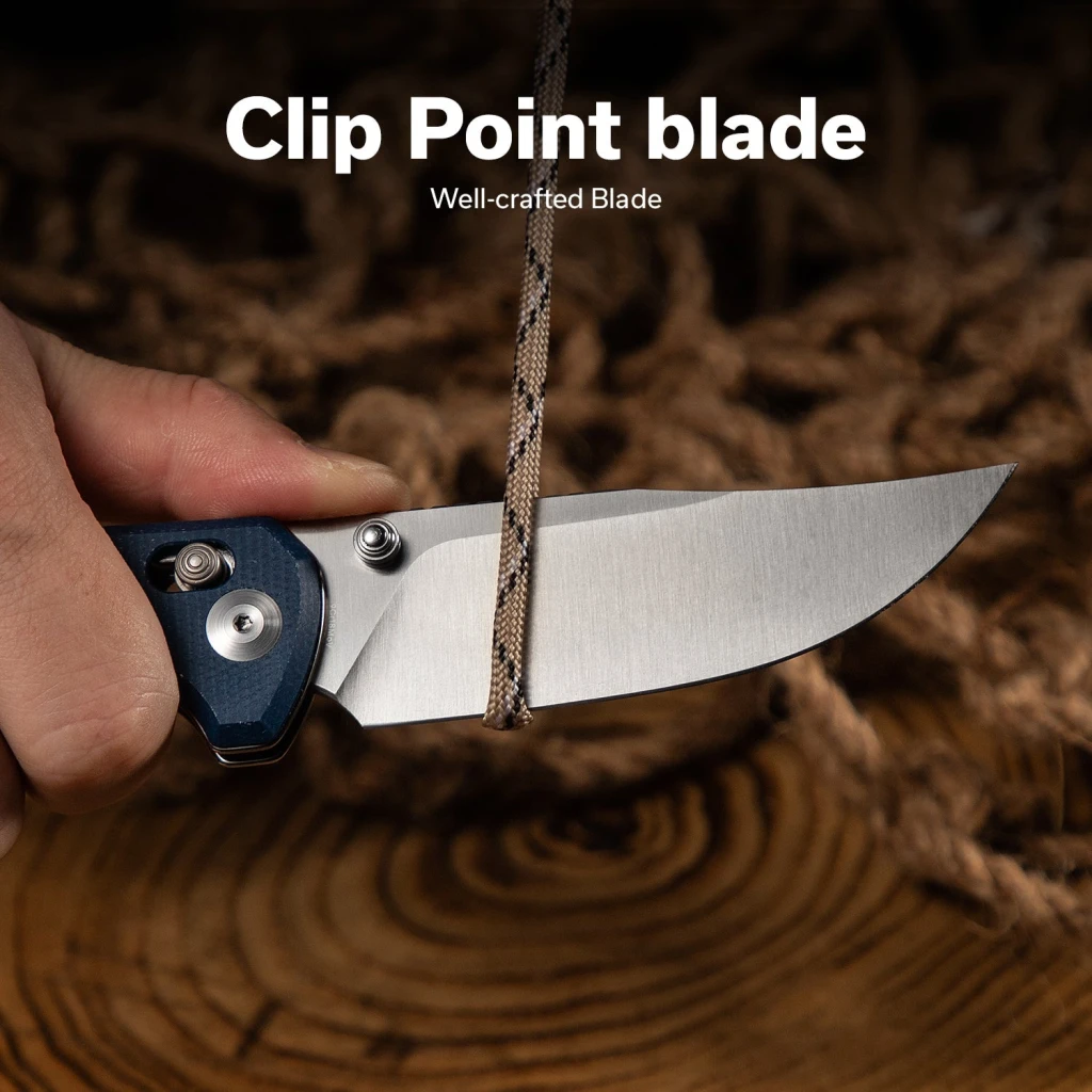 Cuțit pliabil, sencut, slybolt s25001a-2, lamă 9cr18mov 91.2mm, mâner canvas micarta albastru, crossbar lock 8