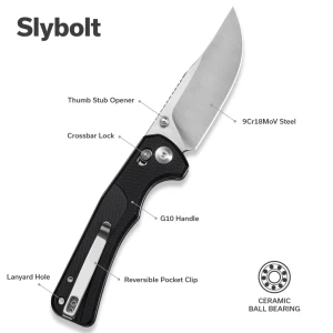 Нож тактический, sencut, slybolt s25001-1, сталь 9cr18mov 3.59 дюйма, рукоять g10 черная, замок crossbar lock Thumbnail 13