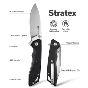 Складной нож, sencut, stratex s25055-1, сталь 9cr18mov 80.6мм, рукоять g10 черная, лайнер-лок Thumbnail 13