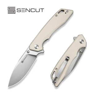 Складной нож, sencut, stratex s25055-2, сталь 9cr18mov 80.6мм, рукоять g10 айвори, лайнер-лок